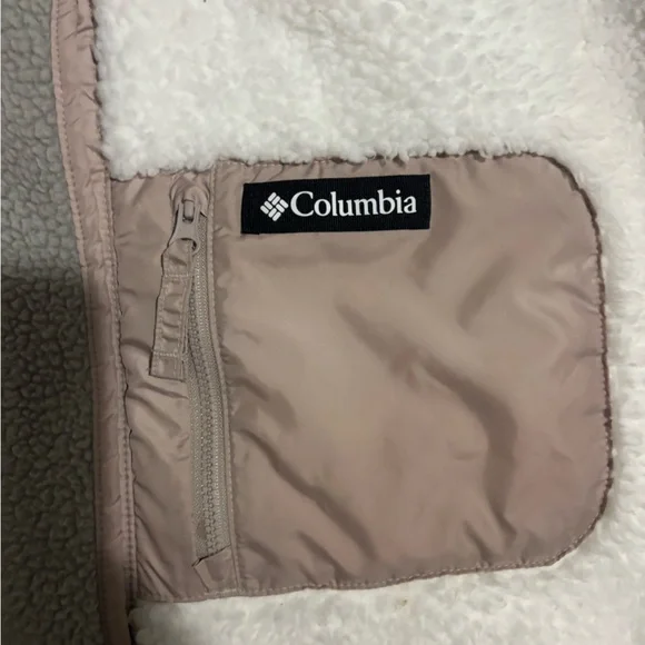 Columbia Sherpa Pullover - Cream & Taupe Pocket - Picture 3 of 5